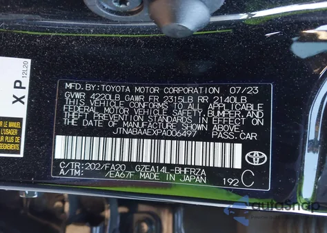 2023 Toyota Gr Corolla Core from USA, damaged, VIN JTNABAAEXPA006497